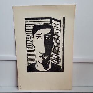 VTG 1960s-70s Woodcut Portrait #4 by Rudi Lehmann (1906–1985)